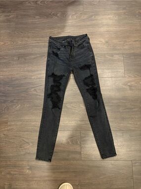 American Eagle Outfitters Black Ripped Skinny Jeans